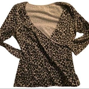 Michael Kors Faux Wrap Style Animal Print Top